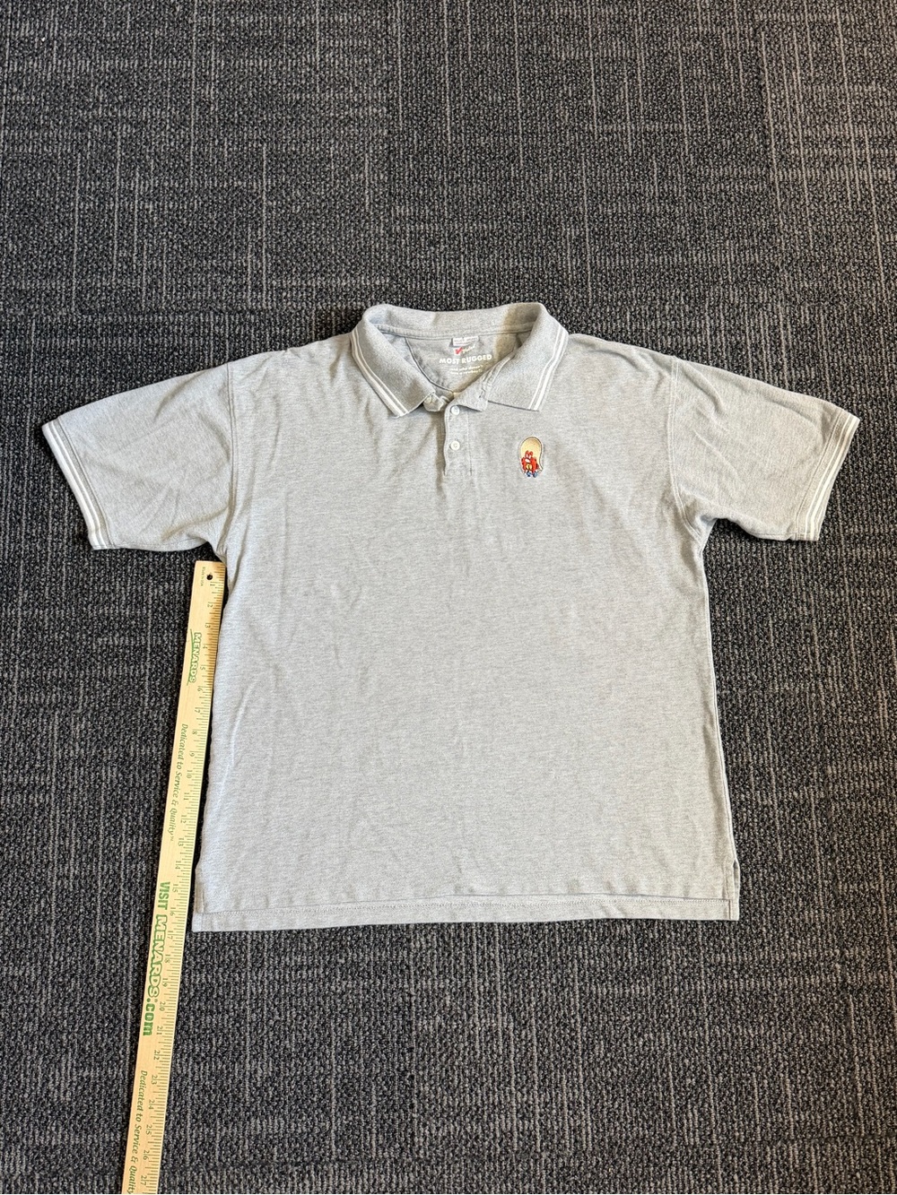 Vintage Warner Bros Polo Mens XL Gray Yosemite Sam Short Sleeve Embroidered